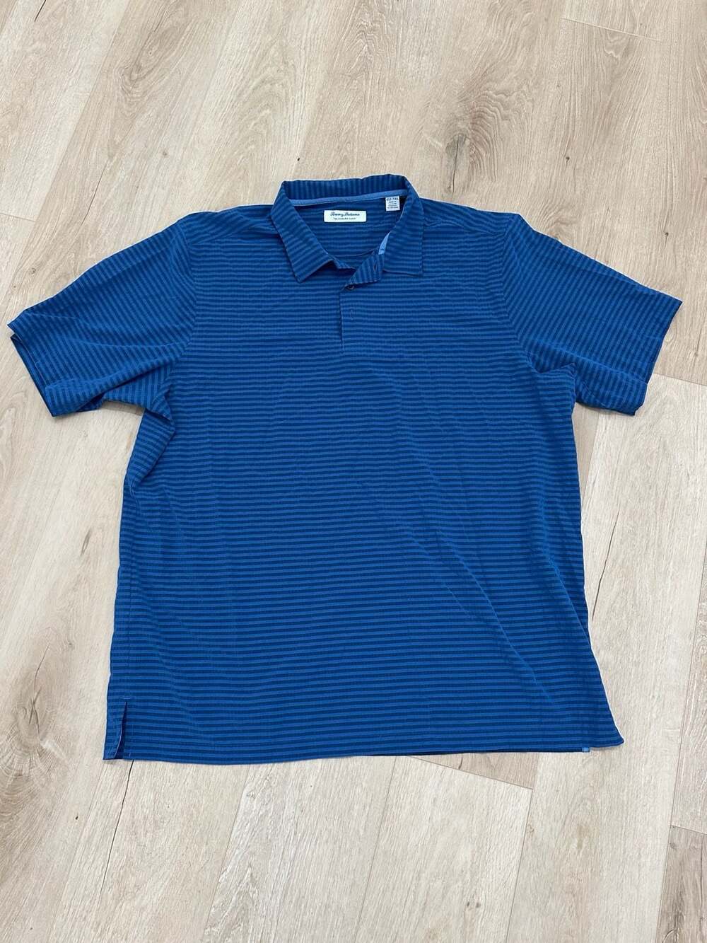 Tommy Bahama Polo Shirt Size XLT Blue Striped IslandZone